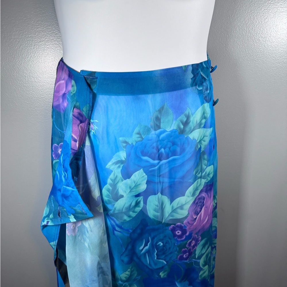 M.J. Carroll Floral Wrap Skirt Sz 16 • Midi Length • Vintage - Picture 6 of 13